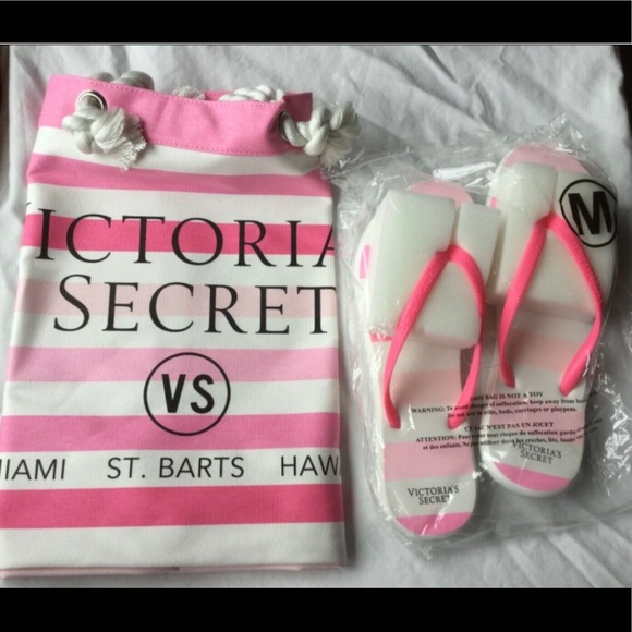 Victorias Secret BEACH BAG SET~FLIP FLOPS M 7-8 - Picture 6 of 14